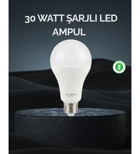 Şarjlı LED Ampul 30 Watt Soğuk Beyaz
