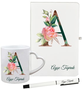 Anneye Hediye Kişiye Özel Defter Kupa ve Kalem Hediye Seti