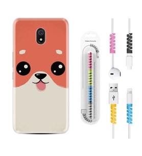 Xiaomi Redmi 8A 8 Pro 9C 9T 10C 11T Pro Kılıf Kablo Koruma Spiral Silikon Sevimli Köpek 1731