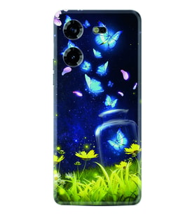 Tecno Pova 5 Kılıf Resimli Desenli Baskılı Silikon Flowers Fox 1309