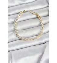 Kare Zirkon Taşlı Gold Renk Pirinç Su Yolu Kadın Bileklik 5886