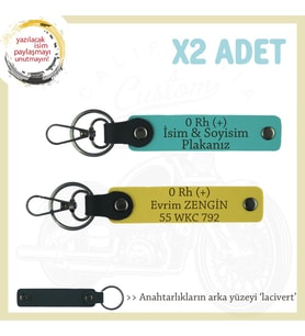 Hız Severlere Özel İsim Plaka, 0 Rh (+) Kan Grubu Yazılı x2 Anahtarlık Hediyesi, K Turkuaz-Sarı-Laci (Çok Renkli)