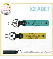 Hız Severlere Özel İsim Plaka, 0 Rh (+) Kan Grubu Yazılı x2 Anahtarlık Hediyesi, K Turkuaz-Sarı-Laci (Çok Renkli)