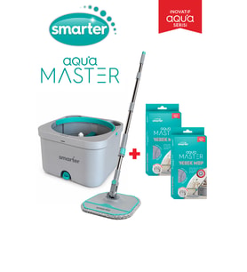SMARTER AQUA MASTER TEMİZLİK SETİ 2 ADET YEDEK MOP TEMİZ & KİRLİ SUYU AYIRMA ÖZELLİĞİ OTOMATİK TEMİZLİK SETİ MOP PASPAS 