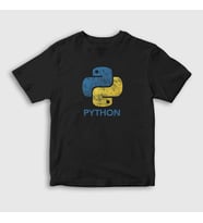 Presmono Unisex Çocuk Siyah Logo V2 Python Developer Yazılımcı T-Shirt 336559tt