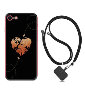 Apple iPhone 5 6 7 8 Plus Se XR Kılıf Boyun Askılı Silikon Plane Heart 1721