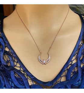 Rose Kaplama Gösterişli Yıldız Gümüş Kolye (Karışık)