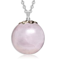 Sertifikalı Yuvarlak Doğal Pembe Kuvars Taşı Kolye (Çok Renkli)