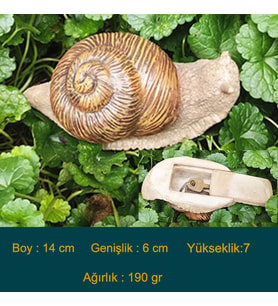 Salyangoz Şeklinde Gizli Anahtar Kasası İç ve Dış Mekan Bahçe Kaya Görünümlü Saklama Kutusu (Açık Kahve-Ekru)