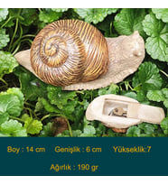 Salyangoz Şeklinde Gizli Anahtar Kasası İç ve Dış Mekan Bahçe Kaya Görünümlü Saklama Kutusu (Açık Kahve-Ekru)