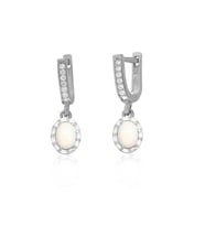 925 Ayar Gümüş Oval Opal Taşlı Küpe (Gümüş)