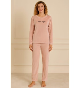 Kadın 13166-2541 Uzun Kol Kadife Pijama Takımı