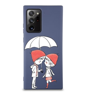 Samsung Galaxy Note 20 Plus Uyumlu Lansman Kılıf Aşk Tasarımlı İçi Kadife Kapak-Petrol Mavisi (Şeffaf)