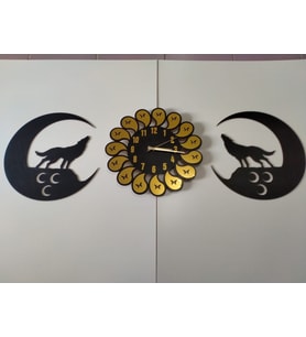 Duvar Saati 3 lü set kurt temalı