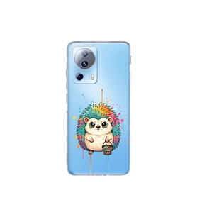 Xiaomi Mi 13 Lite ile Uyumlu Splash Kirpi Tasarımlı Şeffaf Silikon Kılıf