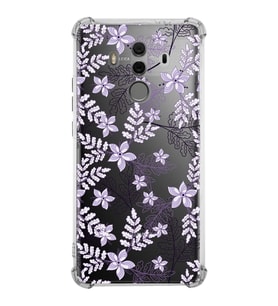 PrintiFy Huawei Mate 10 Pro Uyumlu Köşe Korumalı Floral Lila Tasarımlı Şeffaf Silikon Kılıf