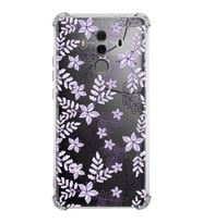 PrintiFy Huawei Mate 10 Pro Uyumlu Köşe Korumalı Floral Lila Tasarımlı Şeffaf Silikon Kılıf