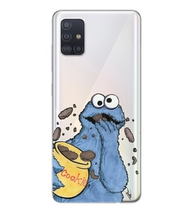 Samsung Galaxy A51 Uyumlu Susam Sokağı Kurabiye Canavarı Desenli Şeffaf Telefon Kılıfı