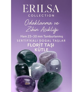 Sertifikalı Doğal Florit Taşı Kütle 25-30 mm – Odaklanma ve Zihin Açıklığı El Taşı (Çok Renkli)
