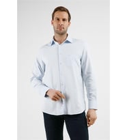Mavi Çizgili Desen Sert Yaka Uzun Kol Cepli Comfort Fit Pamuklu Gömlek 1004255268