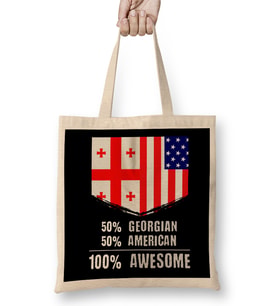 50% French 50% American %100 Awesome Immigrant Bez Çanta Uzun Saplı