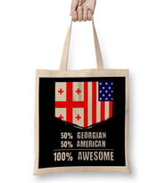50% French 50% American %100 Awesome Immigrant Bez Çanta Uzun Saplı