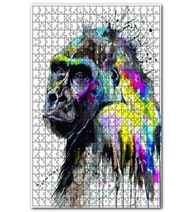 Cakapuzzle Yağlı Boya Çalışması Goril Puzzle Yapboz MDF (Ahşap) (120 Parça)