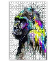 Cakapuzzle Yağlı Boya Çalışması Goril Puzzle Yapboz MDF (Ahşap) (120 Parça)