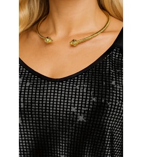 Caş Dekorasyon Altın Renk Metal Choker Kolye