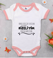BK Kids Rizeliyim Tasarımlı Pembe Bebek Body Zıbın-1