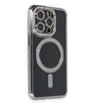 iPhone 14 Pro Max Kılıf Joke Simli Magneticsafe Kılıf - Gri
