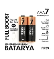 Type-c Şarjlı 800mwh 1.5v Şarj Edilebilir 2’li Aaa İnce Pil - Lityum Iyon Batarya