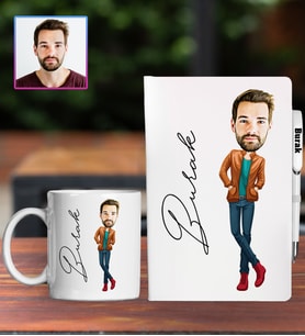 Kişiye Özel Karikatür Tasarım Defter Kalem Kupa Hediye Seti 96257