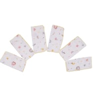 Unisex Sarı Biyeli Kırmızı Yıldız Desenli 28x28 6'Lı Müslin Ağız Mendili (Standart)