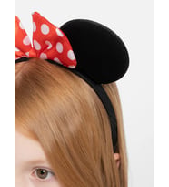 Nessiworld Kırmızı Fiyonklu Minnie Mouse Taç Fare Tacı Kafa Bandı (Krem)