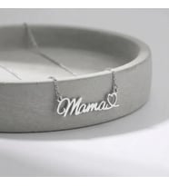 Kişiye Özel 925 Ayar Gümüş Kalp Detaylı Mama Kolye