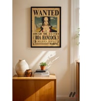 One Piece Boa Hancock Wanted Poster, Siyah Çerçeveli Duvar Tablosu - Anime Severlere