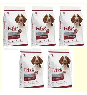 Reflex Beef Biftekli Yetiskin Köpek Mamasi 3 Kg*5 ADET (Kahverengi)