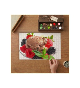 Meyveler ve Kakaolu Dondurma Tasarımı 240 parça Ahşap Puzzle Ahşap Kutuda MP01769