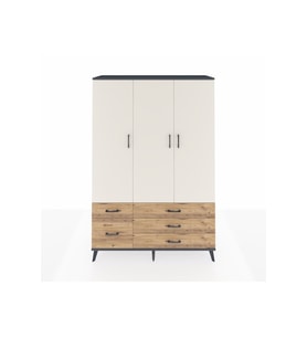 Hyperion Dolap 5 Raflı 5 Çekmeceli Tek Askılı 132x44x195 Antrasit-Aytaşı/Çam