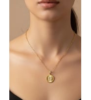 Çelik Gold Madalyon D Harf Kolye - 25-clkk213