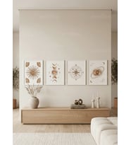 Bohem Minimalist Kozmik Gökyüzü 4’lü Ahşap Çerçeveli Tablo Seti