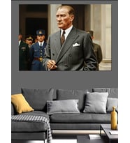 Takım Elbiseli Mustafa Kemal Atatürk  Dekoratif Kanvas - Mdf Ahşap Tablo