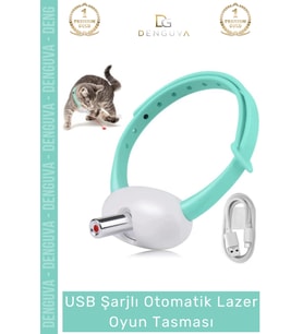 #KediLazeri Otomatik USB Şarjlı İnteraktif Ayarlanabilir Silikon Kapanma Kedi Lazer Oyun Tasması