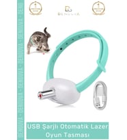 #KediLazeri Otomatik USB Şarjlı İnteraktif Ayarlanabilir Silikon Kapanma Kedi Lazer Oyun Tasması
