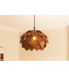 Orman Model Modern Tasarım Globe Küre Doğal Ahşap Yaprak MDF 3D Lazer Kesim Rustik Salon Avize
