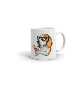 Gözlüklü Köpek Baskılı Kupa/bardak