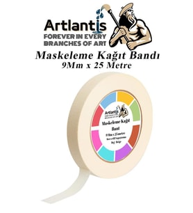 Maskeleme Bandı Kağıt Bant 9 mm 25 Metre 1 Adet Boya Bantı Maskeleme Kağıt Bant Duvar Yağlı Boya Badana