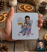 Kişiye Özel Karikatürlü Cat Dad Kedi Babası Bardak Altlığı Babalar Günü Hediyesi