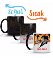 Scarface İllüstrasyon Sihirli Kupa Bardak Porselen